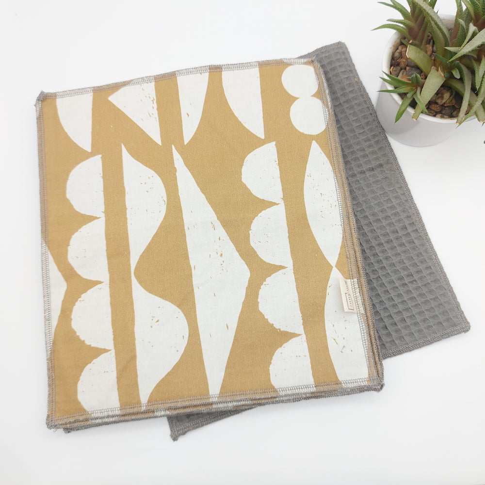 Essuie-tout lavable - jaune forme géométrique (intérieur gris) - lot de 8 feuilles