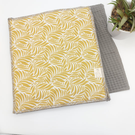 Essuie-tout lavable - feuilles jaunes (intérieur gris) - lot de 8 feuilles