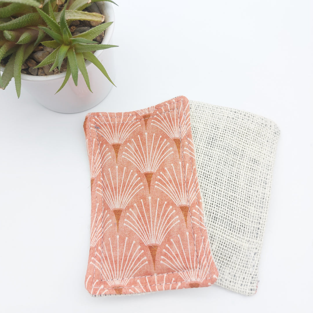 Éponge lavable et réutilisable - corail avec fleurs
