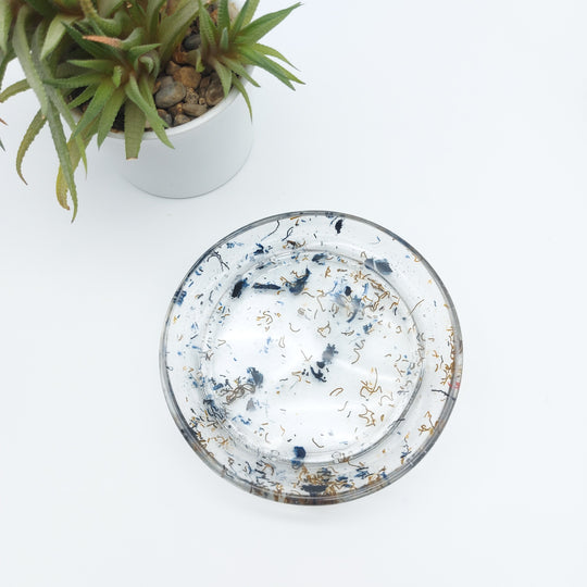 Plateau vide poche - coupelle - résine et jeans - bleu et bronze