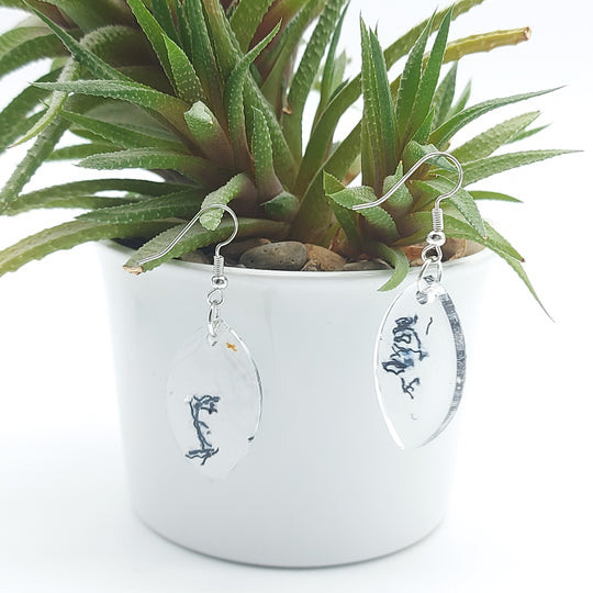 Boucles d'oreille - pendante  - goutte d'eau - grande denim foncé