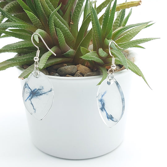 Boucles d'oreille - pendante  - goutte d'eau - grande denim foncé