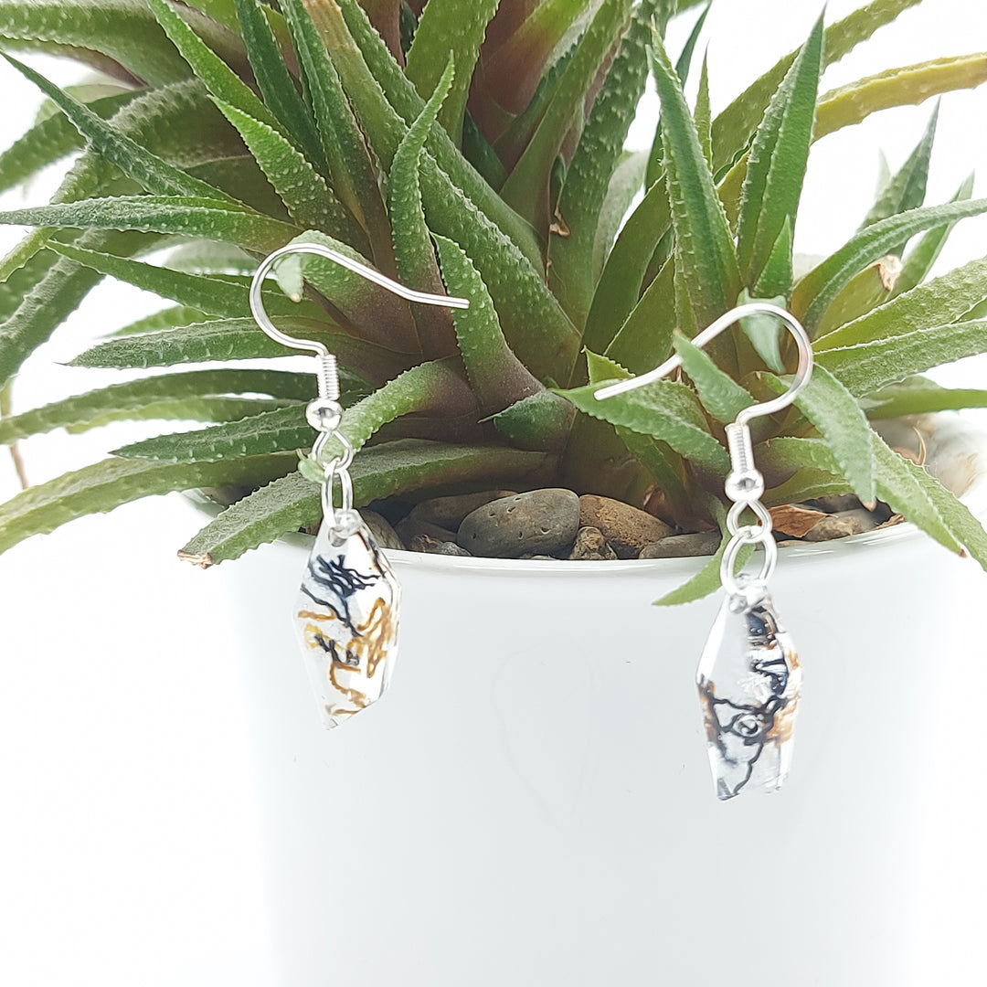 Boucles d'oreille - pendante - diamant denim et bronze doré