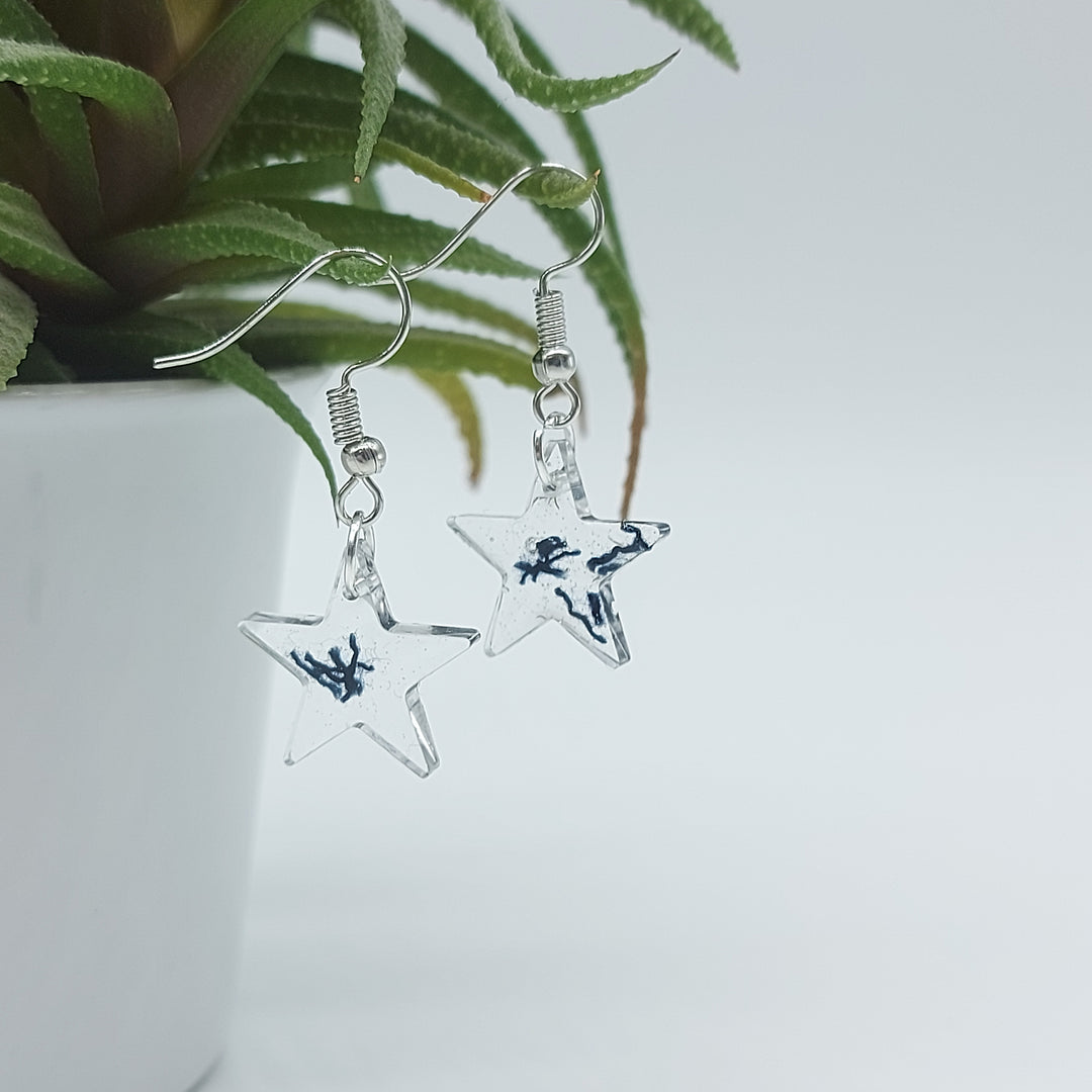 Boucles d'oreille - pendante - étoile denim foncé