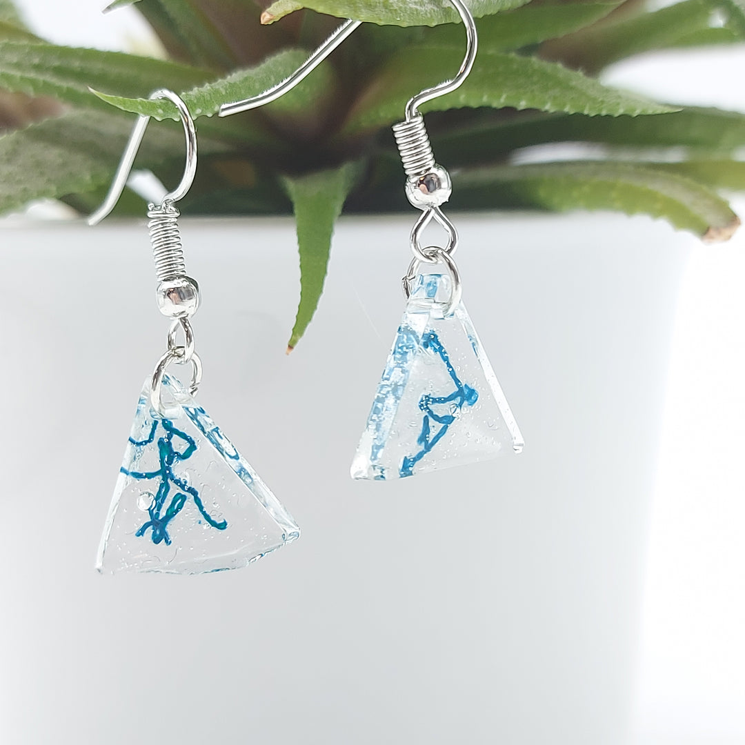 Boucles d'oreille - pendante - triangle vert