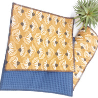 Essuie-tout lavable - marguerite bronze (intérieur bleu) - lot de 8 feuilles