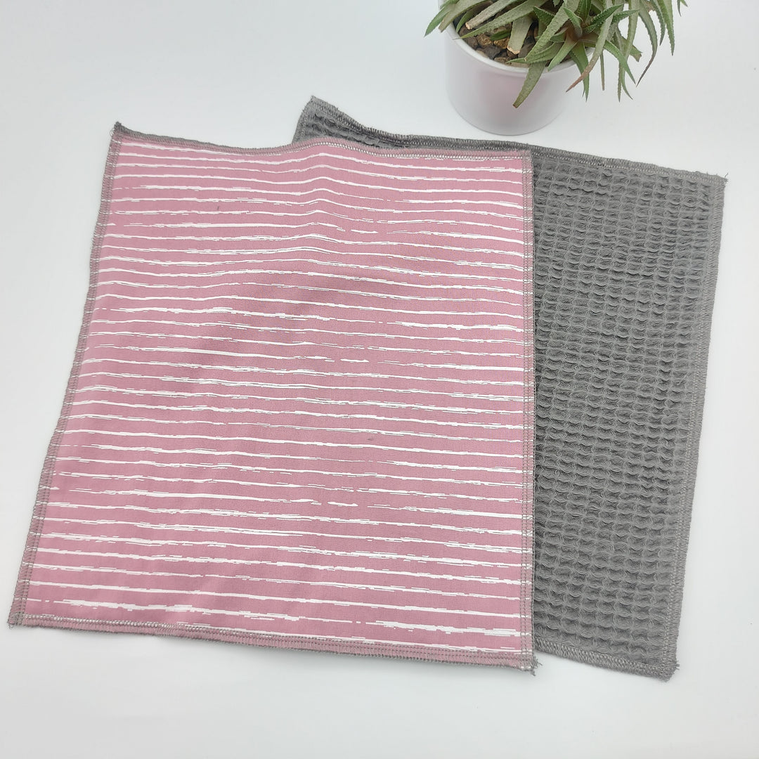 Essuie-tout lavable - unité - rose ligne (intérieur gris)