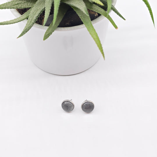 Boucles d'oreille - clou - bouton verre denim kaki