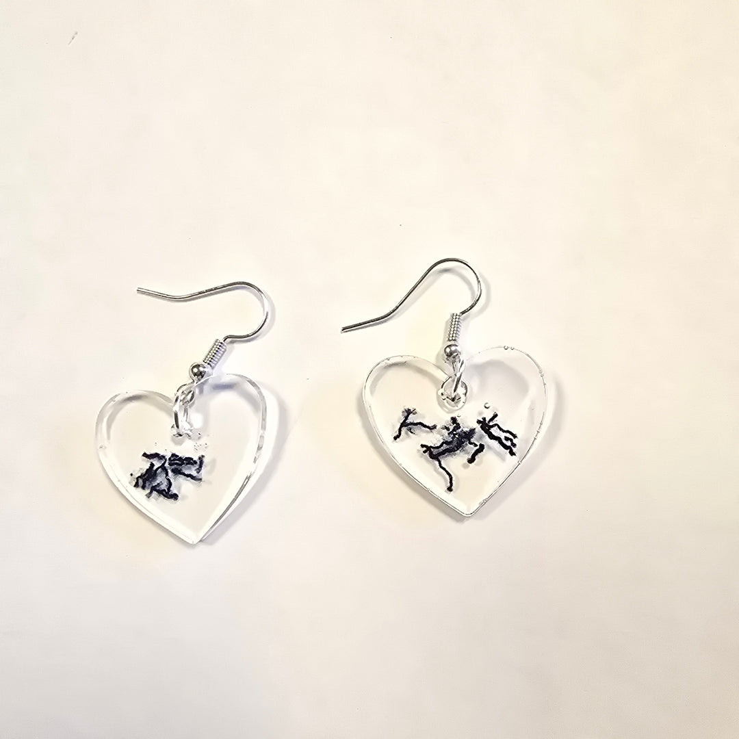 Boucles d'oreille - pendante - coeur denim foncé