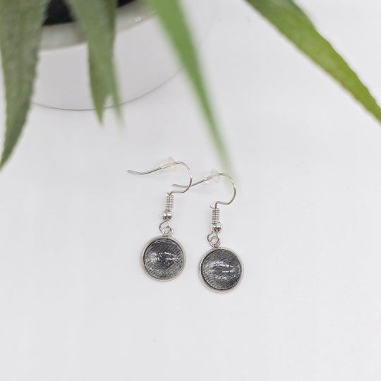 Boucles d'oreille - pendante - bouton verre denim kaki