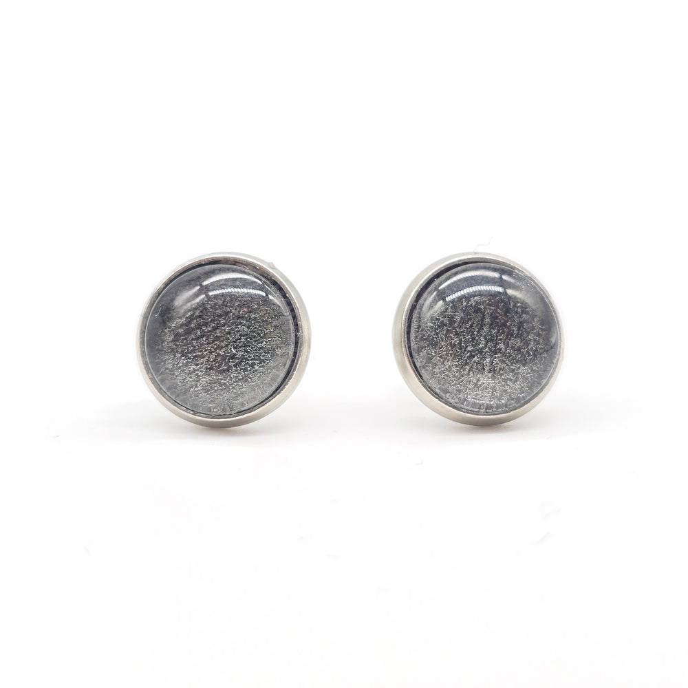 Boucles d'oreille - clou - bouton verre denim kaki