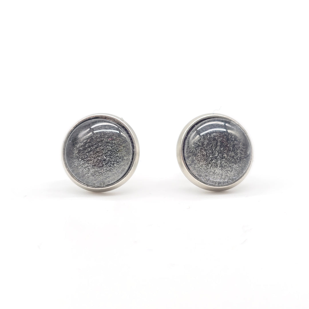 Boucles d'oreille - clou - bouton verre denim kaki