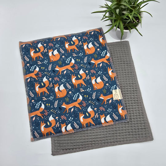 Essuie-tout lavable - renard (intérieur gris) - lot de 8 feuilles