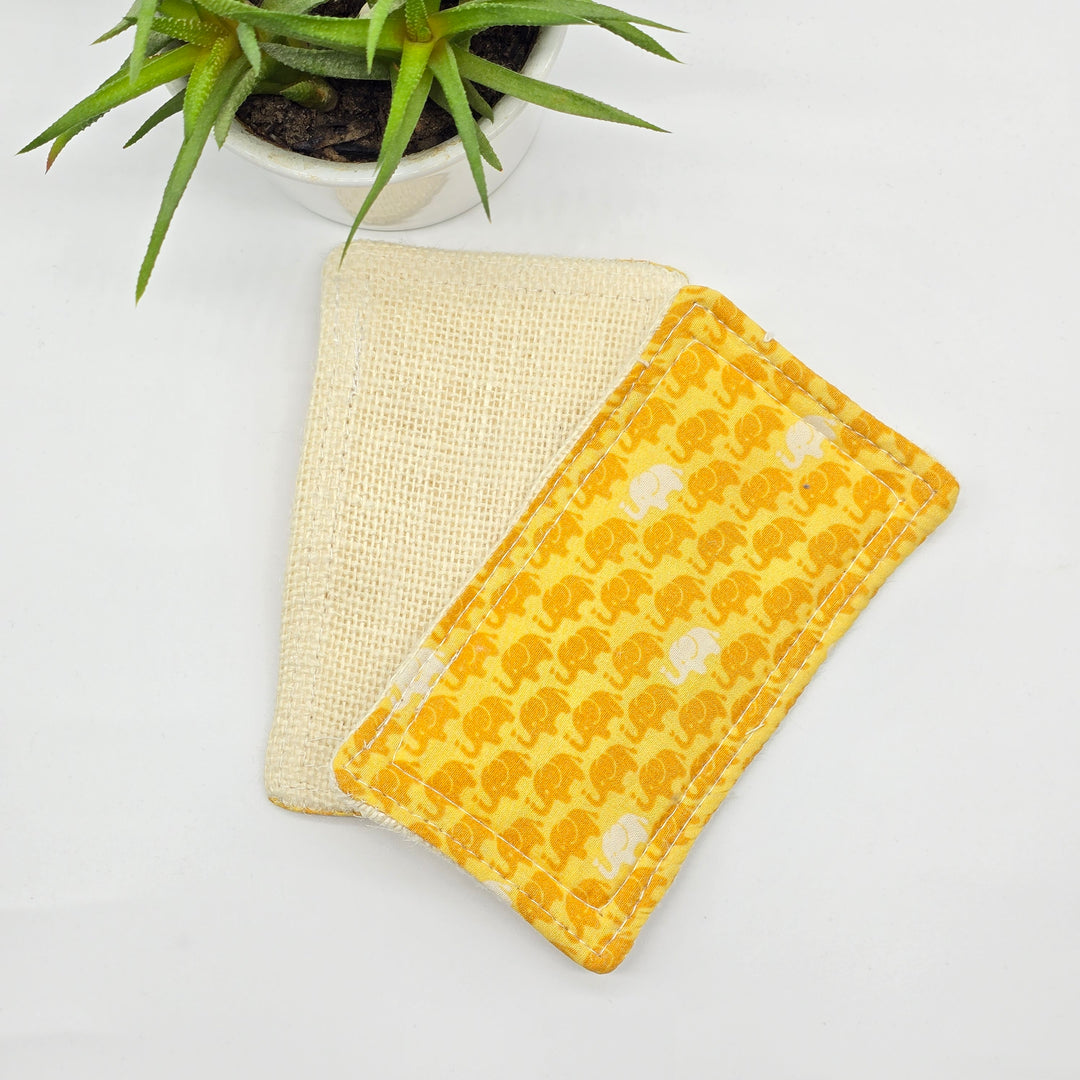 Éponge lavable et réutilisable - jaune éléphants