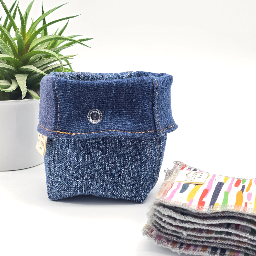 Pochette de rangement pour lingettes démaquillantes - denim foncé