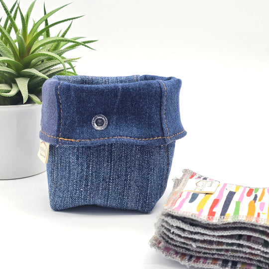 Pochette de rangement pour lingettes démaquillantes - denim foncé