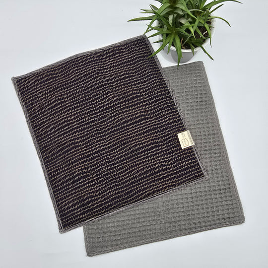 Essuie-tout lavable - bleu lignes dorées (intérieur gris) - lot de 8 feuilles