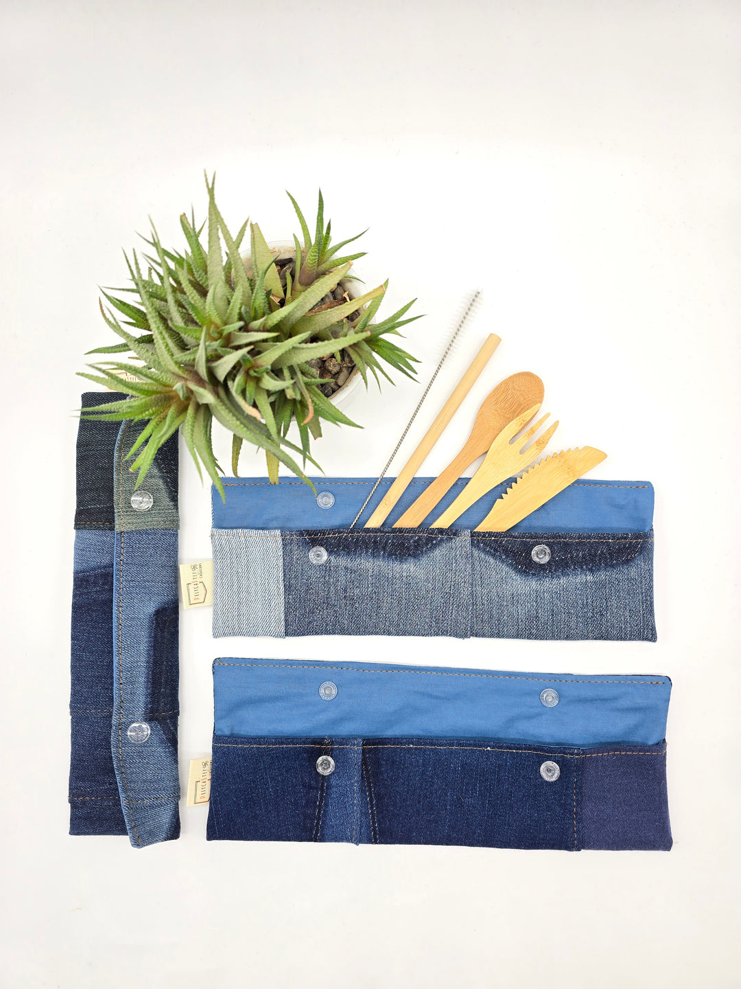 Pochette ustensiles / brosse à dents - interieur bleu denim bleu