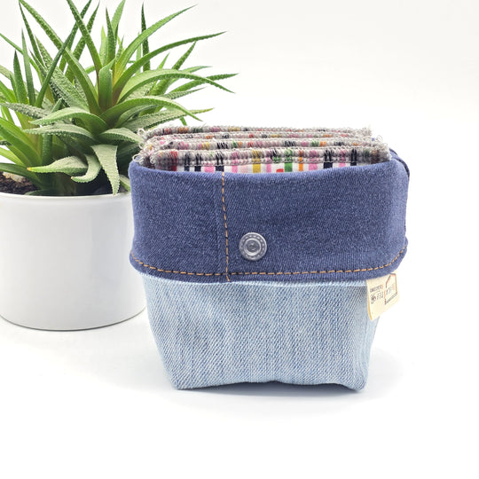 Pochette de rangement pour lingettes démaquillantes - denim et bleu