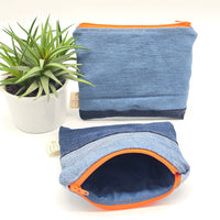 Sac à collation - petit - bleu interieur jaune zipper noir
