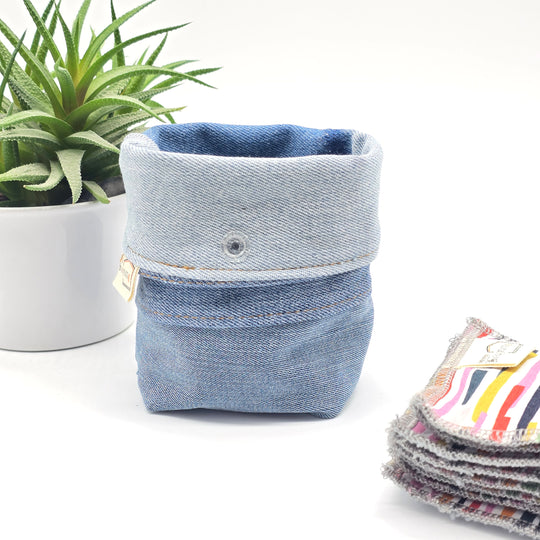Pochette de rangement pour lingettes démaquillantes - denim clair