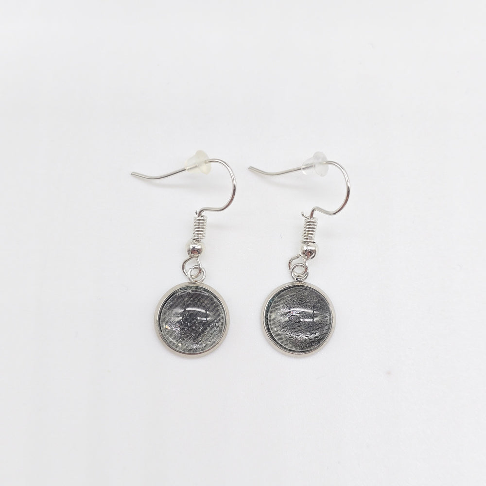 Boucles d'oreille - pendante - bouton verre denim kaki