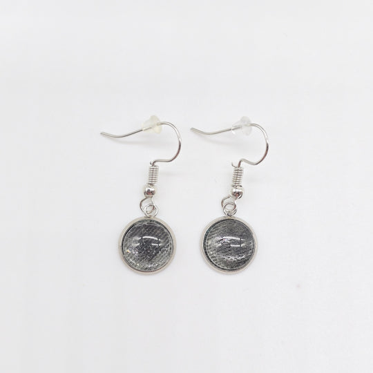 Boucles d'oreille - pendante - bouton verre denim kaki