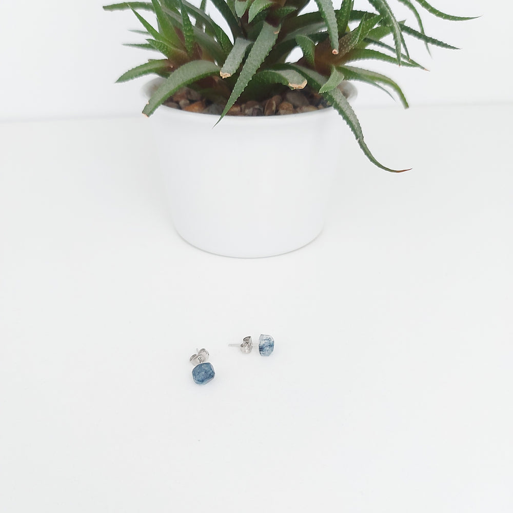 delycastef boucle oreille clou resine denim diamant