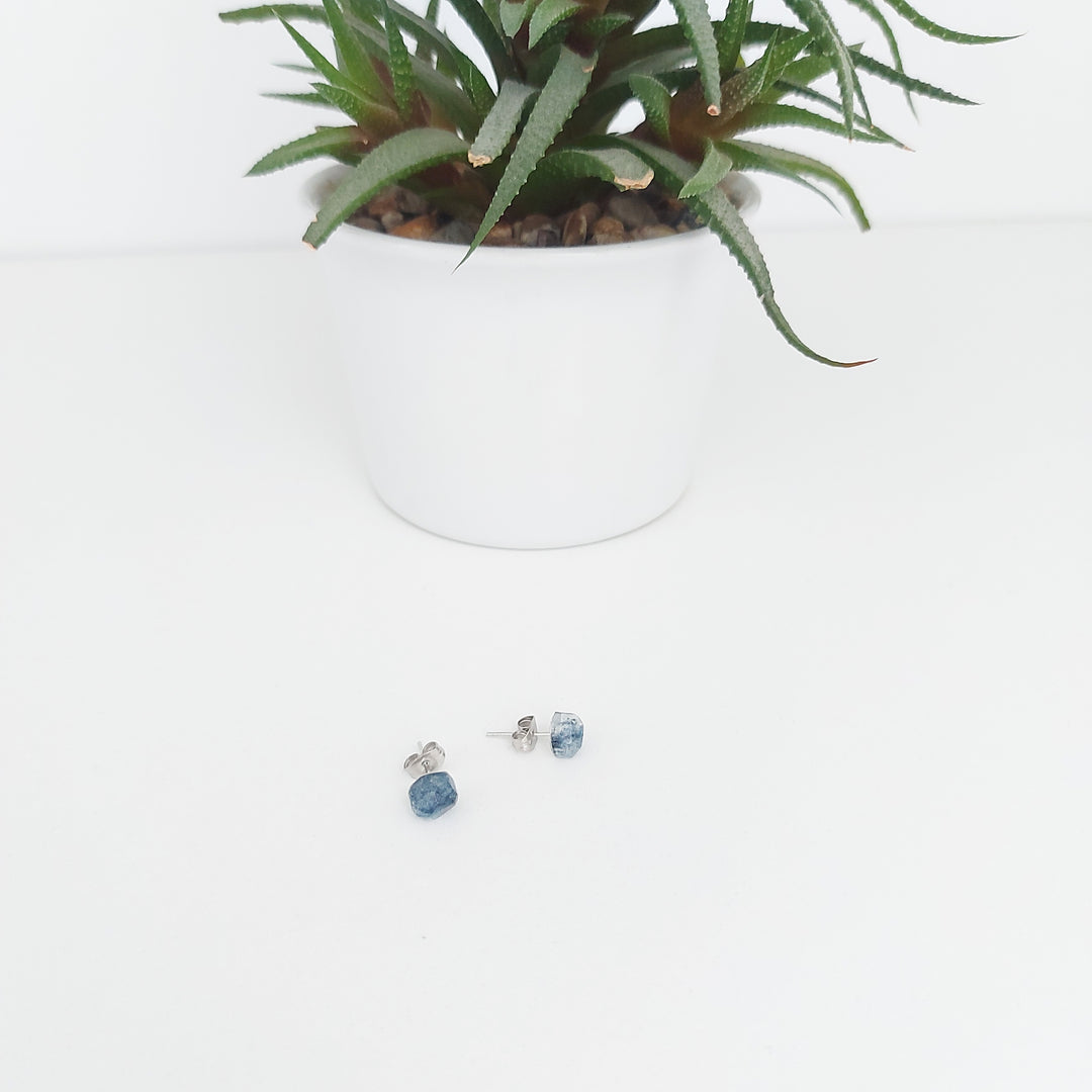 delycastef boucle oreille clou resine denim diamant