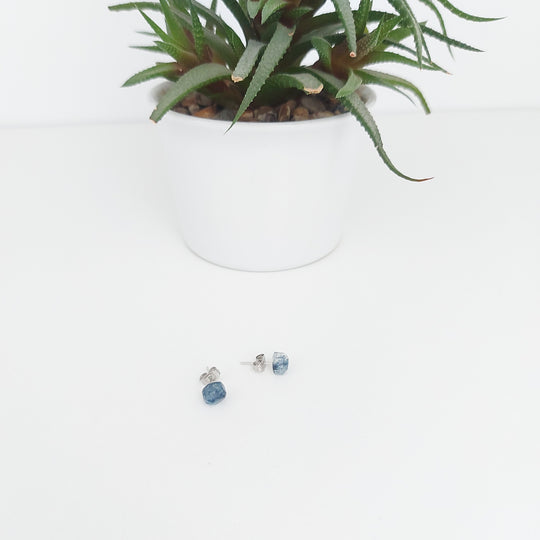 delycastef boucle oreille clou resine denim diamant