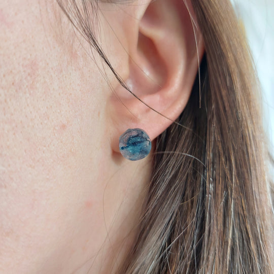 delycastef boucle oreille clou resine denim rond