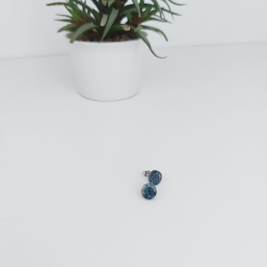 delycastef boucle oreille clou resine denim rond