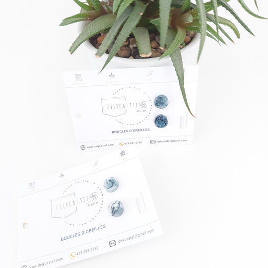 delycastef boucle oreille clou resine denim rond