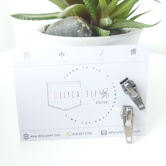 delycastef boucle oreille clou zipper argent