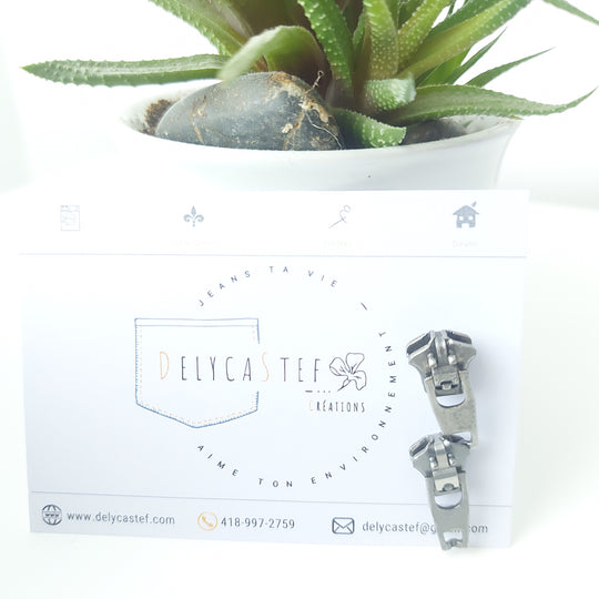 delycastef boucle oreille clou zipper argent