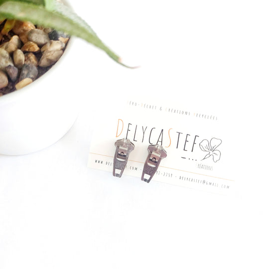 delycastef boucle oreille clou zipper laiton