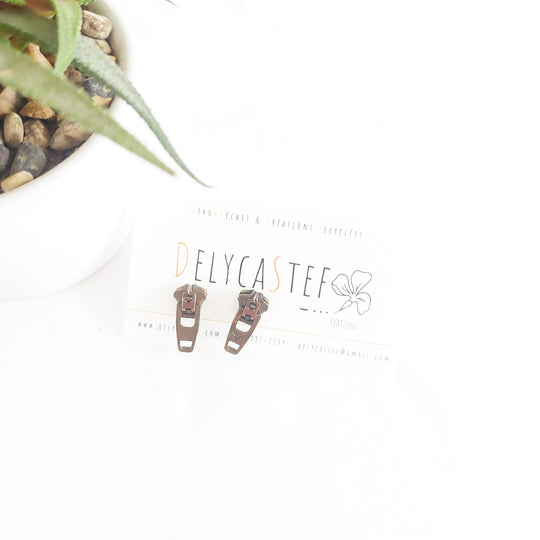 delycastef boucle oreille clou zipper laiton