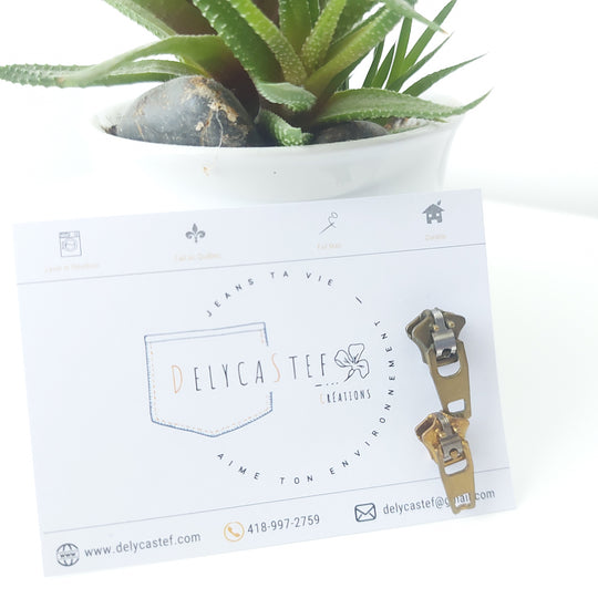 delycastef boucle oreille clou zipper laiton