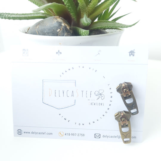 delycastef boucle oreille clou zipper laiton