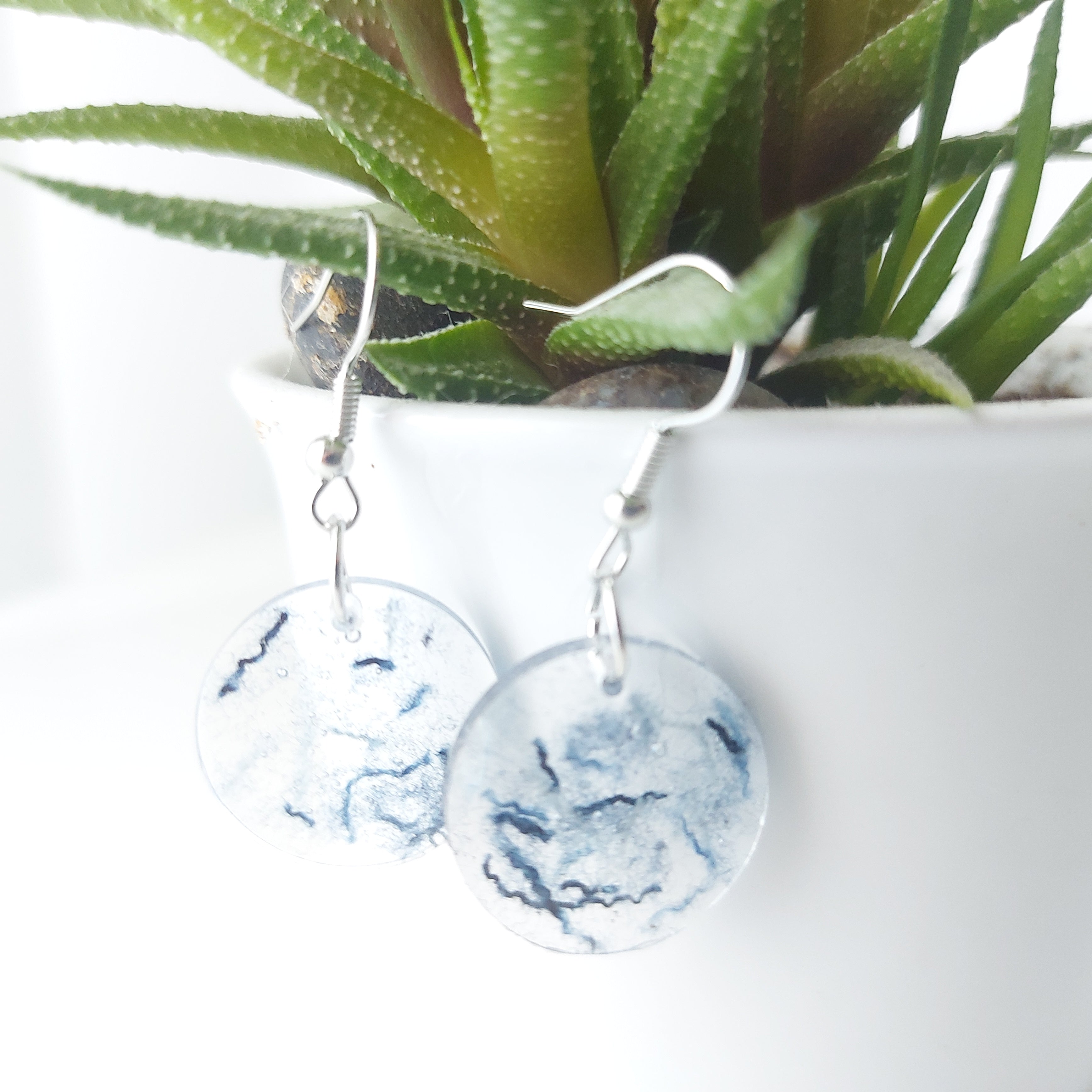 delycastef boucle oreille pendante resine  rond