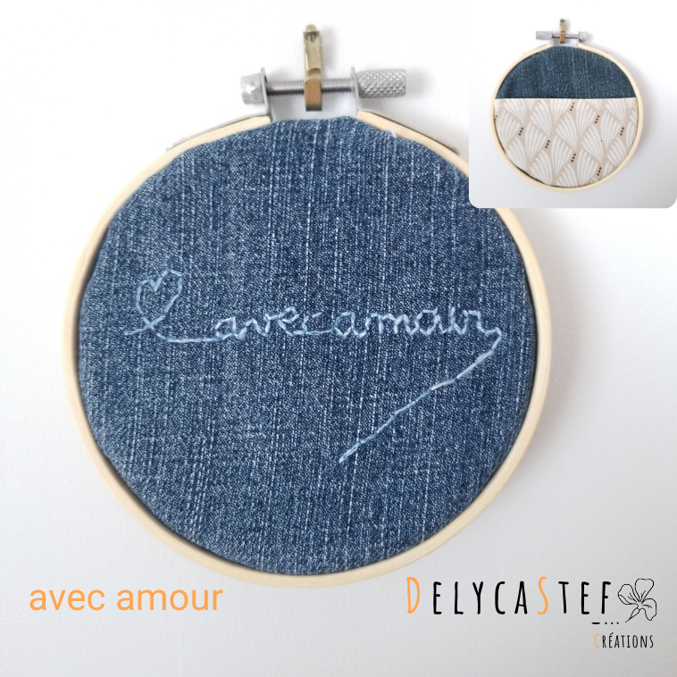 Broderie décorative double face - petit format - Avec amour - Delycastef