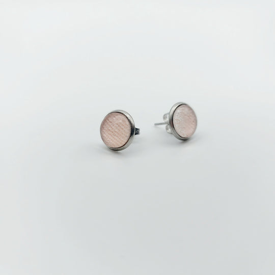 Boucles d'oreille - clou - bouton verre denim rose