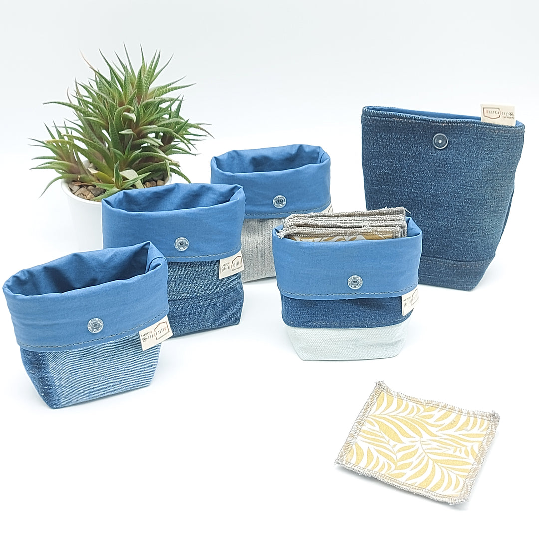Pochette de rangement pour lingettes démaquillantes - intérieur bleu
