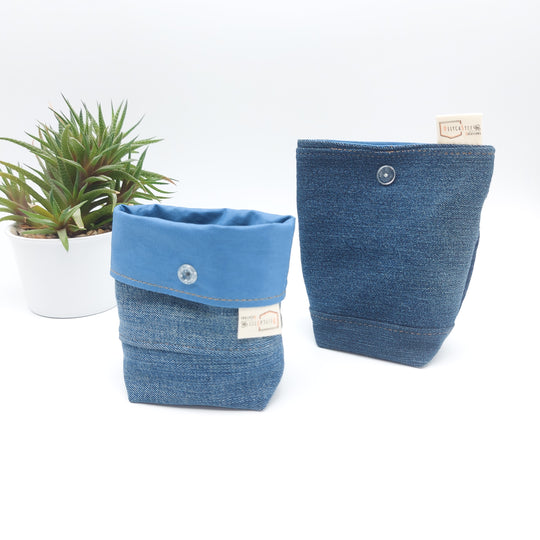 Pochette de rangement pour lingettes démaquillantes - intérieur bleu