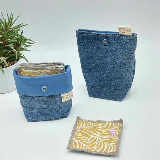 Pochette de rangement pour lingettes démaquillantes - intérieur bleu