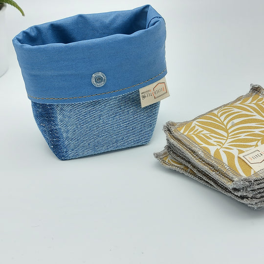 Pochette de rangement pour lingettes démaquillantes - intérieur bleu