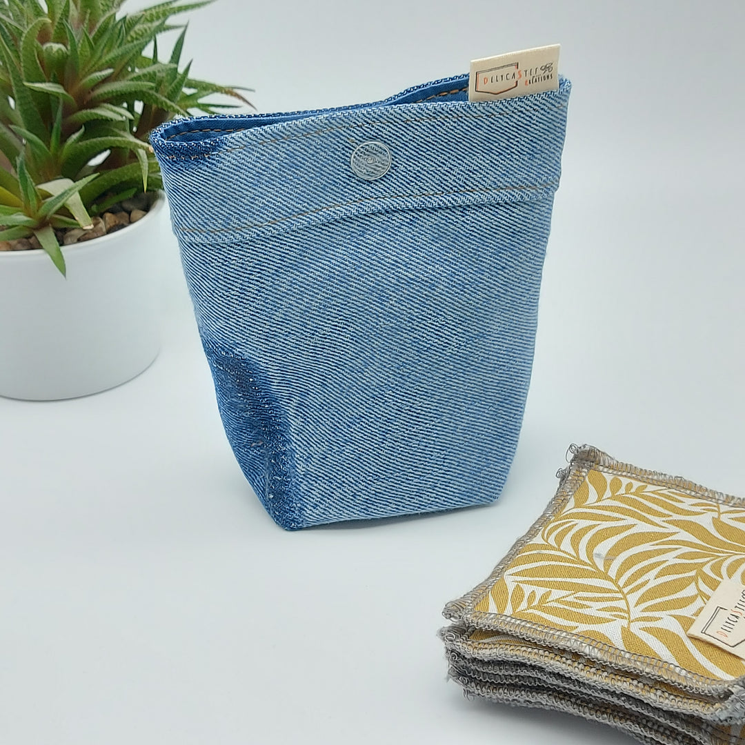 Pochette de rangement pour lingettes démaquillantes - intérieur bleu