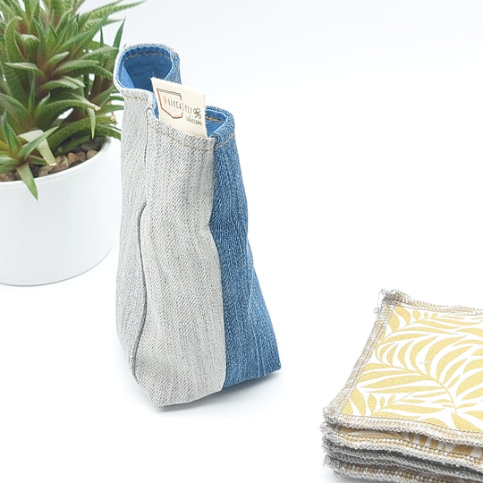 Pochette de rangement pour lingettes démaquillantes - intérieur bleu