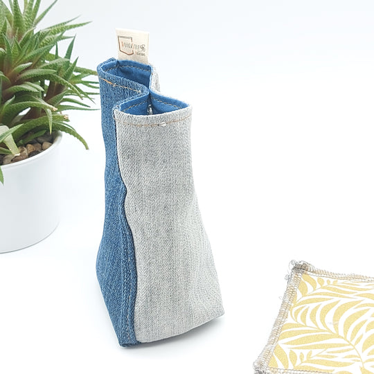 Pochette de rangement pour lingettes démaquillantes - intérieur bleu