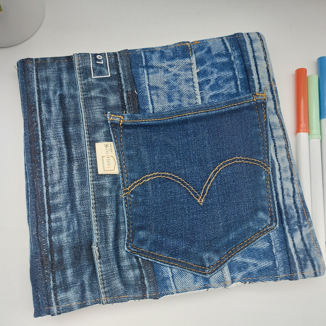 DelycaStef- cahier coloriage lavable - jungle - ceinture denim bleu - poche classique